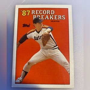 Nolan Ryan 1987 Record Breaker Topps collectible baseball card . “